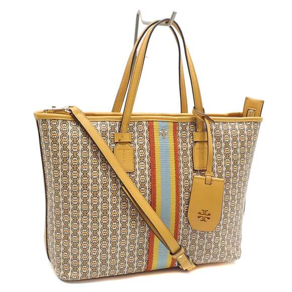 Tory Burch Gemini Link Tote Bag Women's Daylily Yellow PVC 10008691